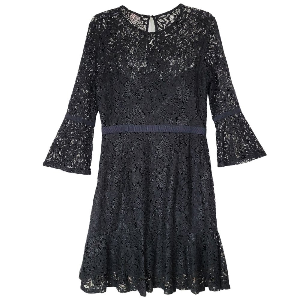 Nanette Lepore Dress Women 8 Black Lace Witchy Fairy Gothic Romantic Feminine